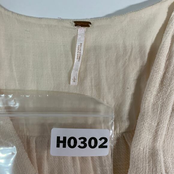 Free People L Beige Love Of My Life Midi Dress Gauzy V Neckline - Picture 4 of 9